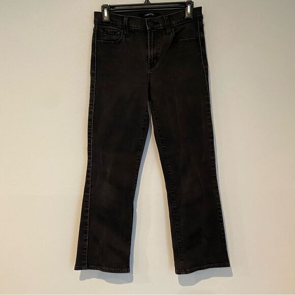 J Brand Black Straight Leg Medium Rise Pant Metallic Silver Tuxedo Piped Jean - Picture 1 of 5